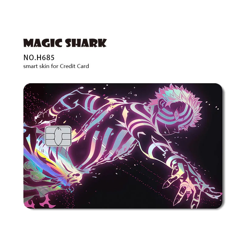 Magic Shark Cool Demon Slayers Anime Shinny Holographic Skin Cover Laser Sticker Film for Debit Credit Bank Card