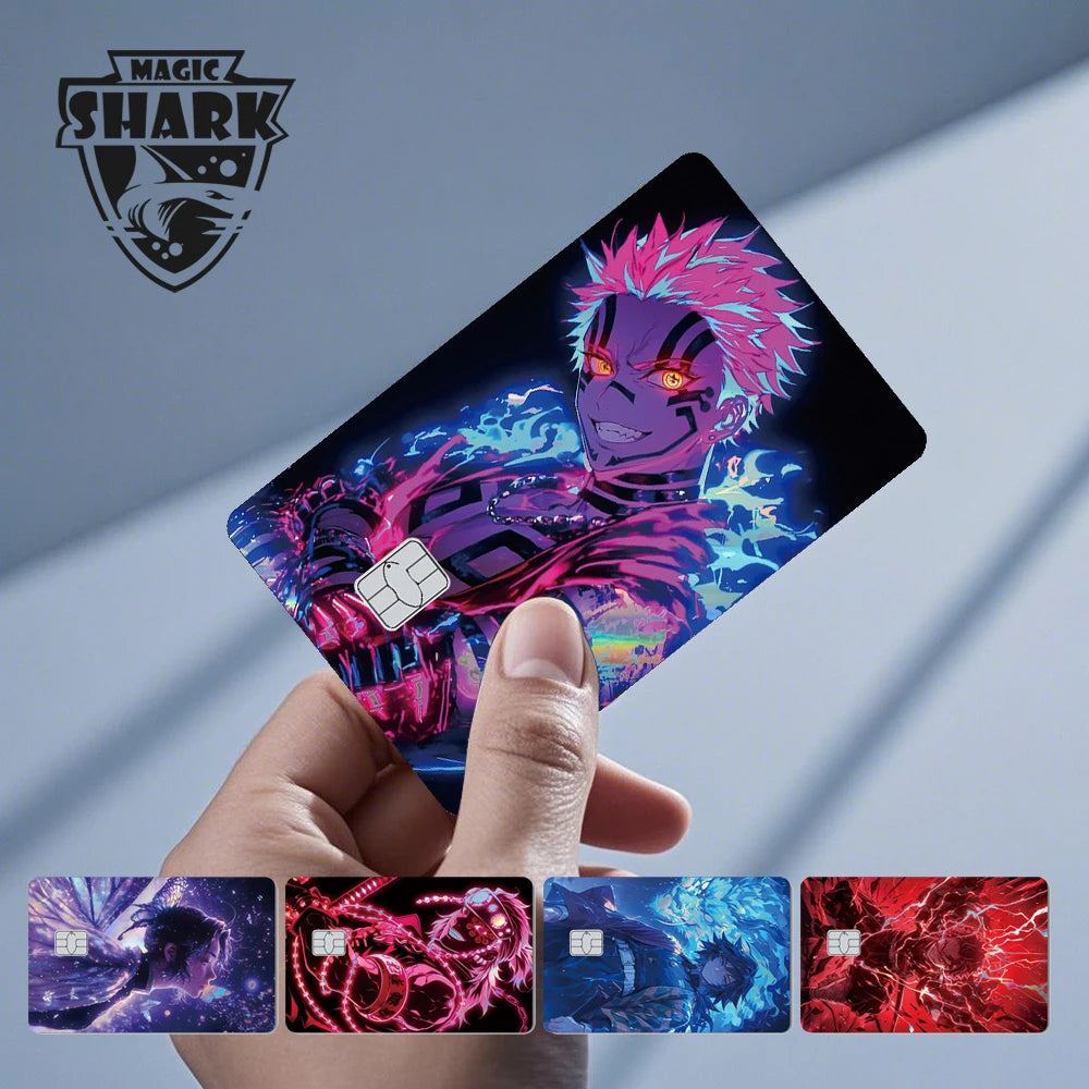 Magic Shark Cool Demon Slayers Anime Shinny Holographic Skin Cover Laser Sticker Film for Debit Credit Bank Card