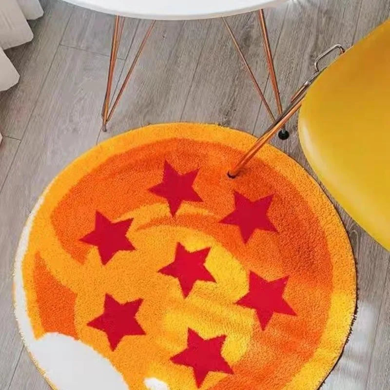 Dragon Ball Round Flocked Floor Bedroom Anime Kids Living Room Bedroom Shaggy Soft Plush Chair Mat Home Decor Bedside Carpet