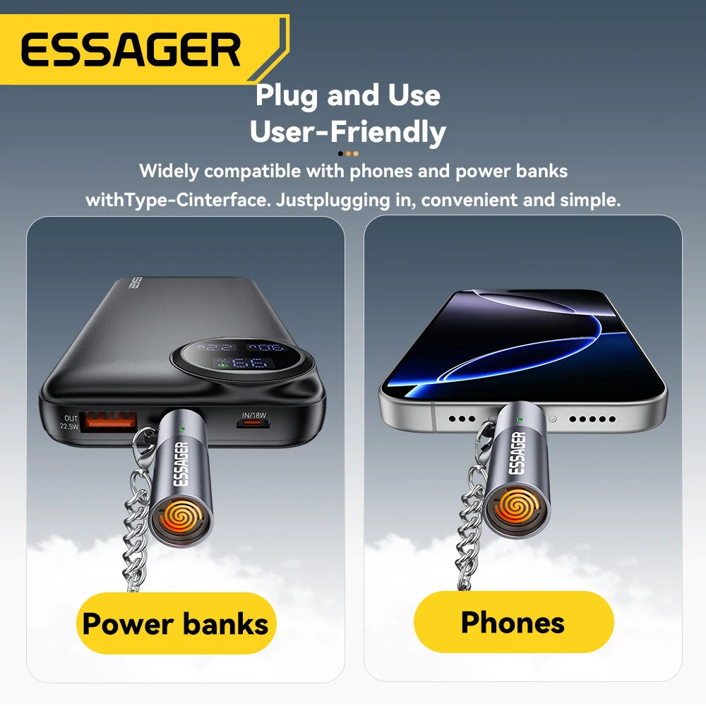 Essager USB-C Mini Lighter Tungsten Wire Blow-to-Ignite Safety for Air Travel No Flame  Auto Shut-Off Typec Cigarette Lighter