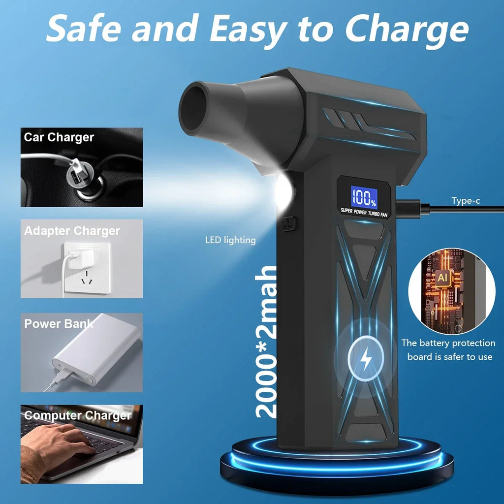 900000RPM New P70 Air Blower 4 Gear Adjustable Turbo Jet Blower With Led Light Battery Display Cordless Compressed Air Duster