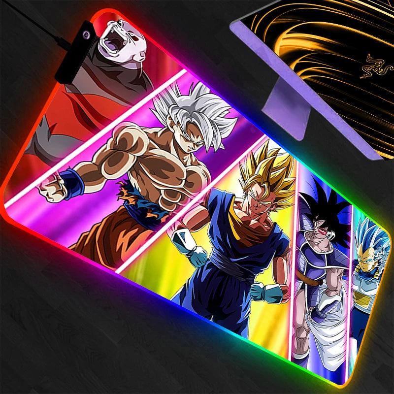 RGB Large Mouse Pad Dragon Ball Gamer Keyboard LED Mousepad Pc Computer Desk Mat Gaming Pad Backlight Mouse Mats For LOL  Anime
